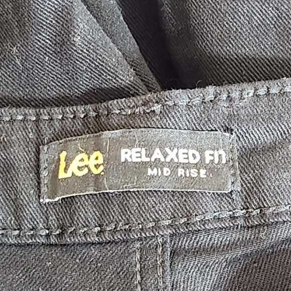 Lee Cropped Jeans/Pants Womens Size 12 Solid Black Relaxed Fit Mid Rise Stretch - Picture 5 of 9